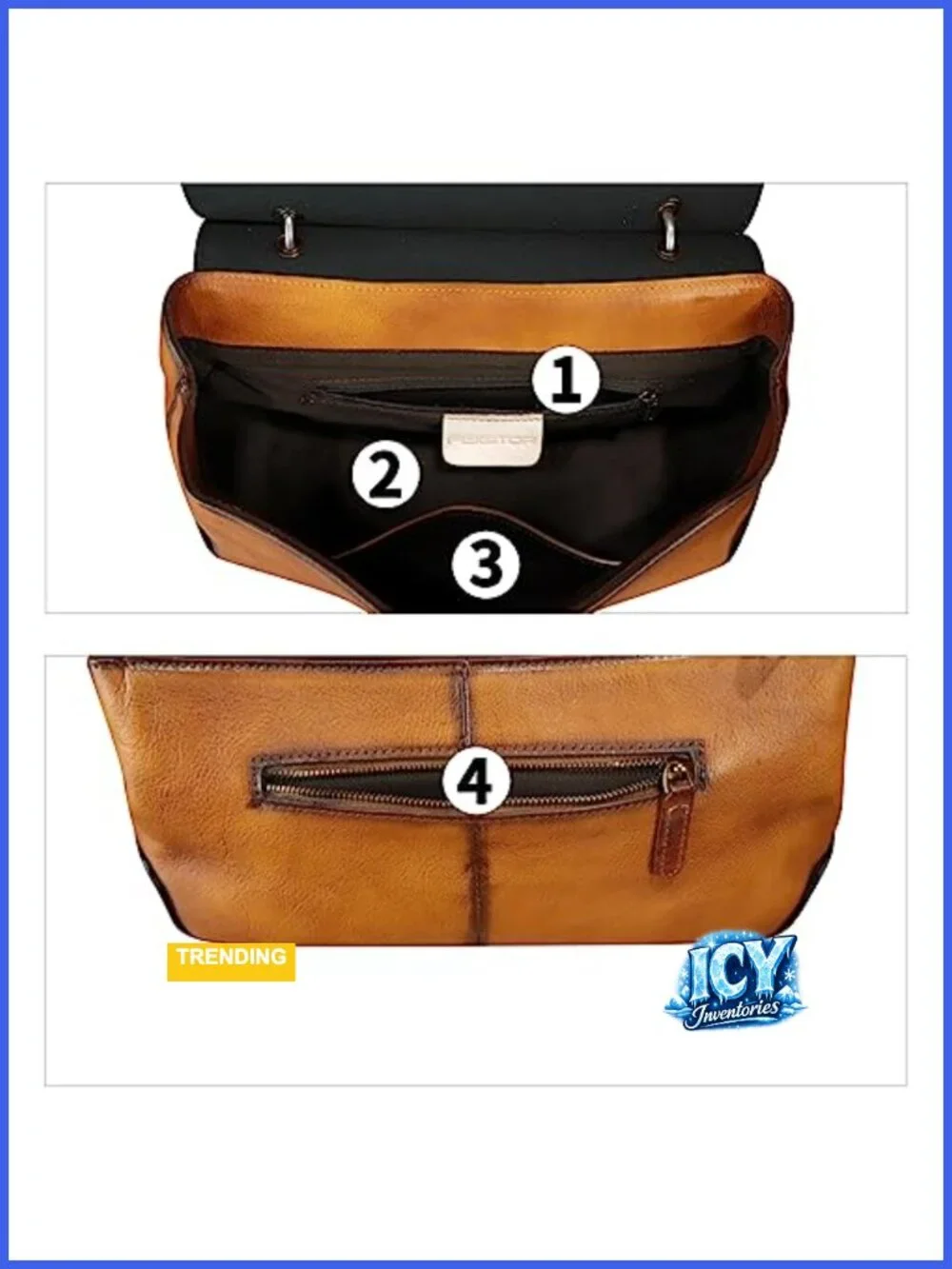 Genuine Leather Vintage Satchel Handbag Crossbody Shoulder Bag Adjustable Strap